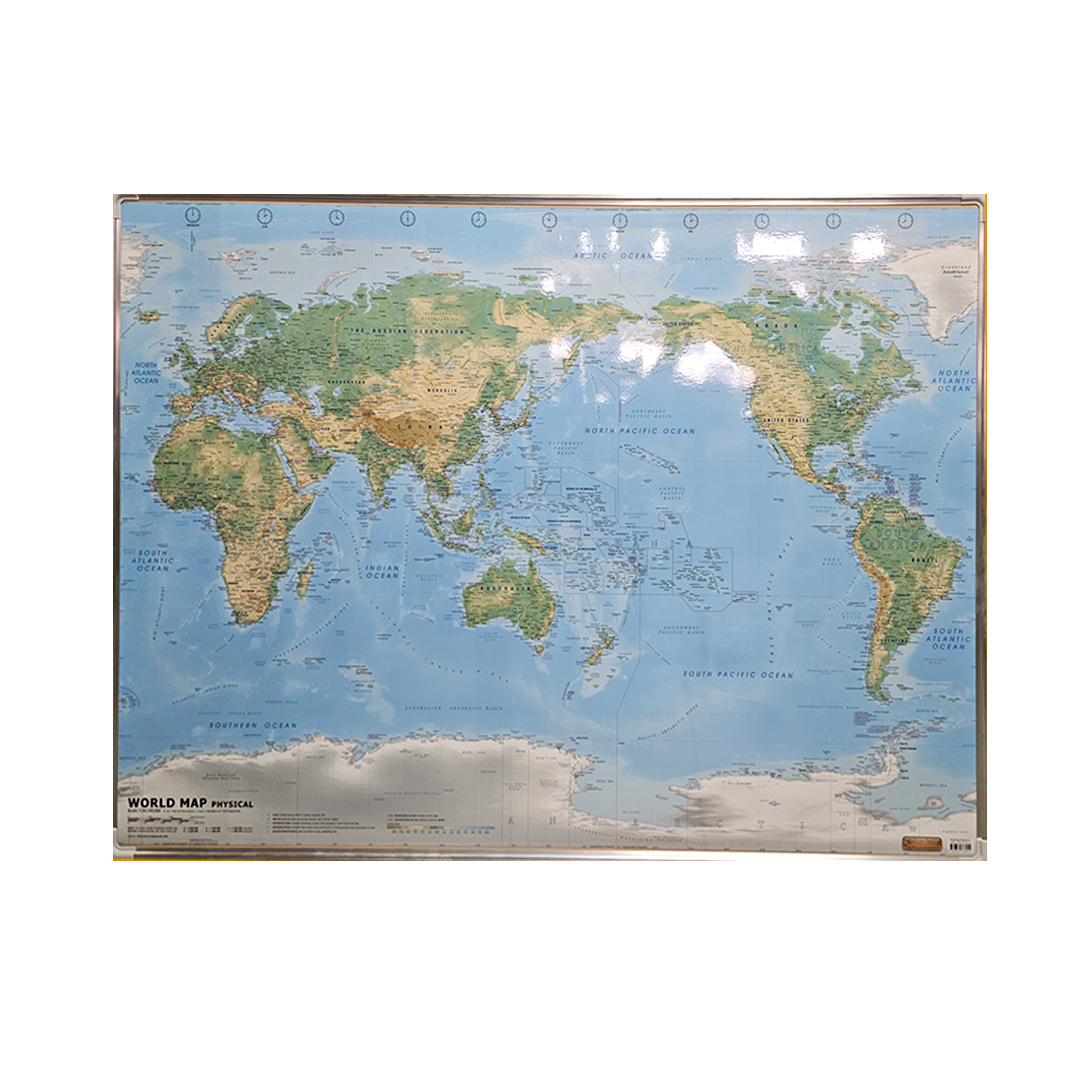 World Map Physical With Board 900mm x 1200mm TPE 1304